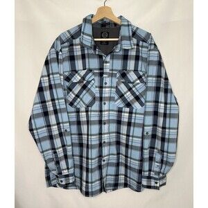Wrangler ATG All Terrain Gear Utility Long Sleeve Blue‎ Plaid Shirt Men's XXL